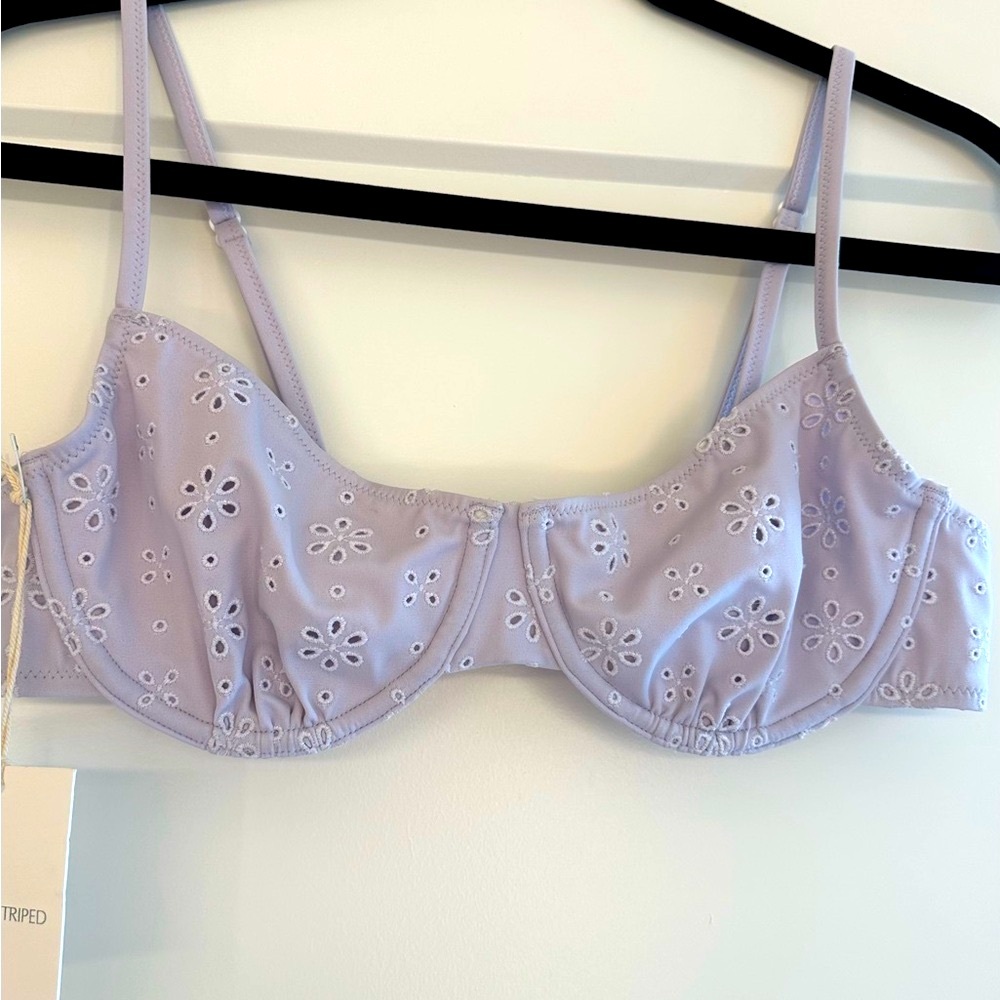 Solid & Striped Lilac Eyelet Bikini Top M